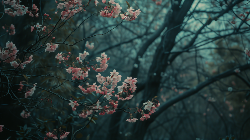 Cherry blossoms in full bloom with a soft pink hue, signalling the arrival of spring.