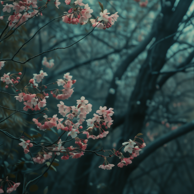 Cherry blossoms in full bloom with a soft pink hue, signalling the arrival of spring.